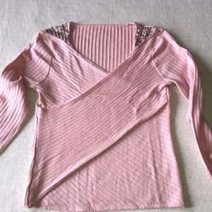 Pink wrap wool sweater